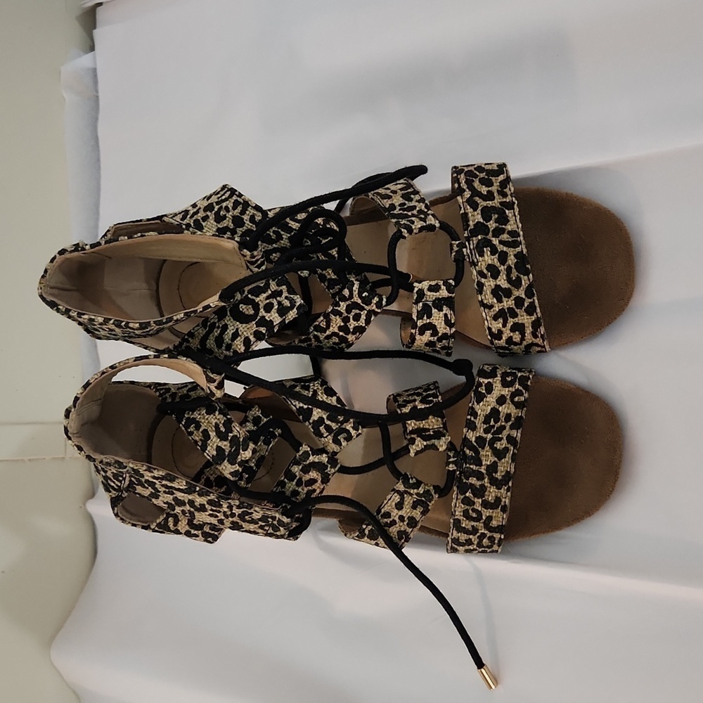 Womens Leopard Print Lace up heels